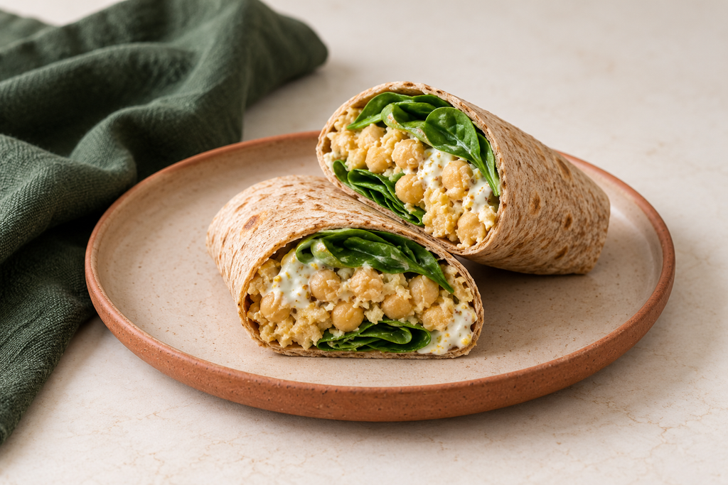 AI illustration of chickpea spinach wrap