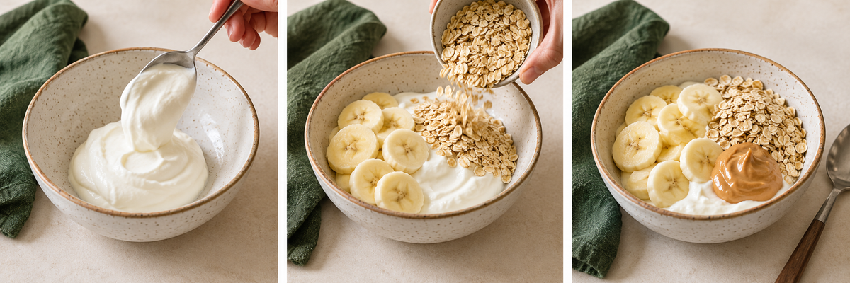 AI illustrated yogurt bowl steps