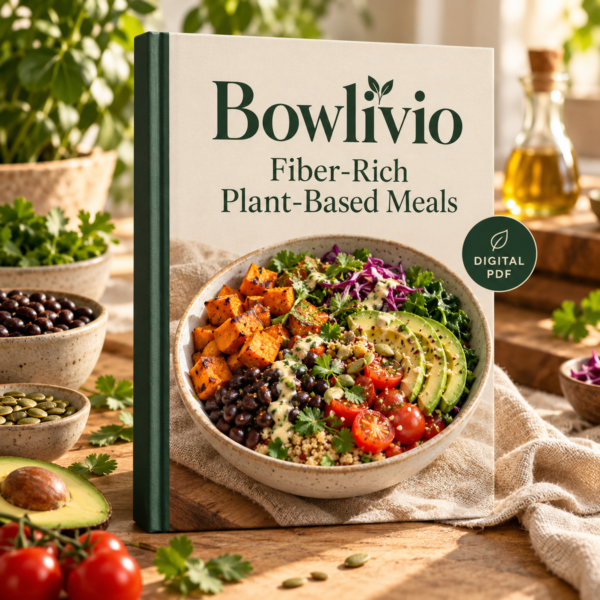 Bowlivio Fiber-Rich Plant-Based Meals digital cookbook cover